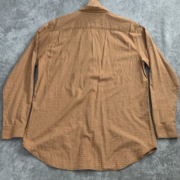 Stussy Shirt Mens Large Button Up Orange Long Sleeve Plaid Check Skater Pocket - Picture 9 of 10